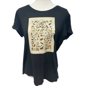 Hand Printed Upcycled XL Vintage Reference Book Insects Bugs Page Tee Shirt